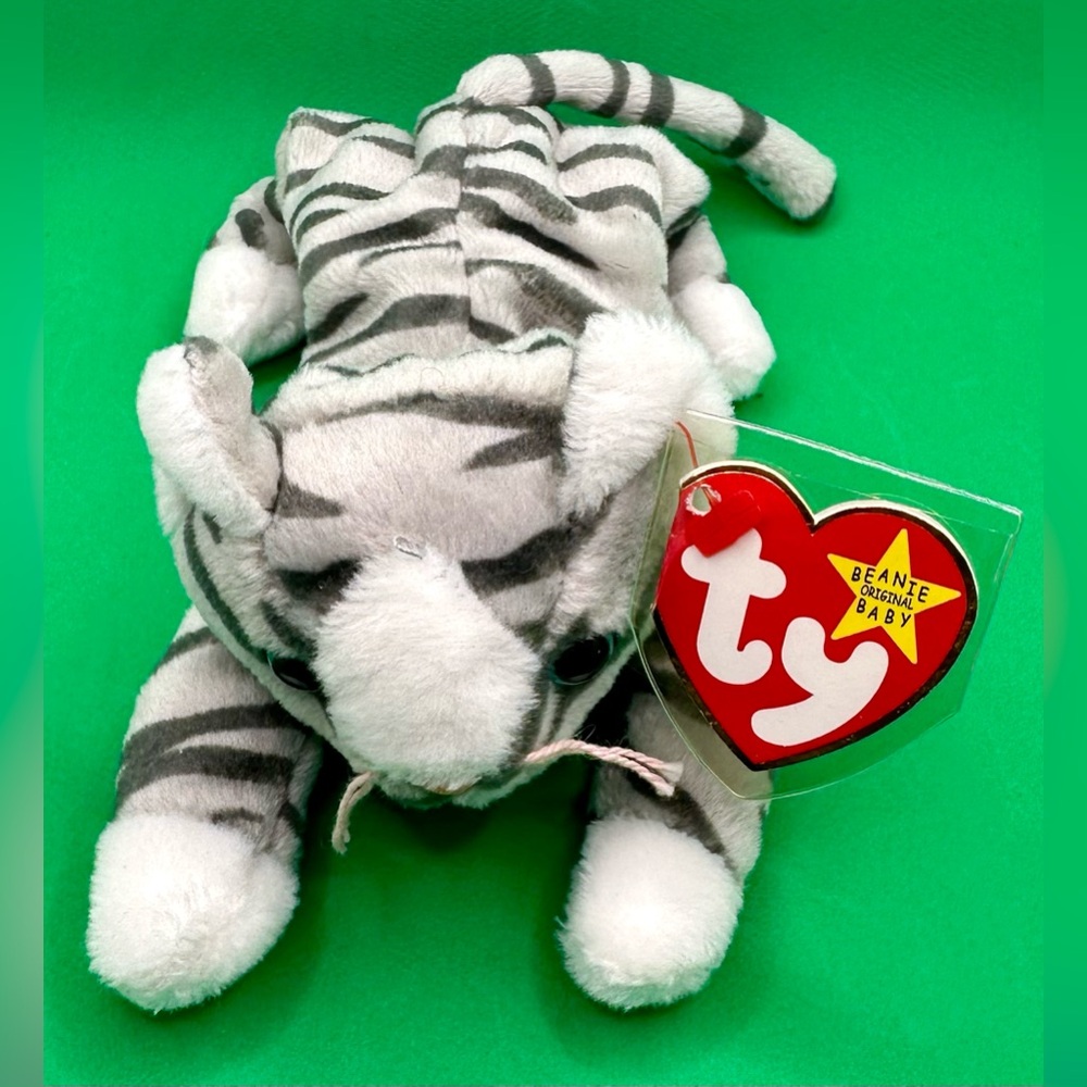 Ty Beanie Babies | Prance The Grey Tabby Cat | 5th Gen Hand Tag | 11/20/1997